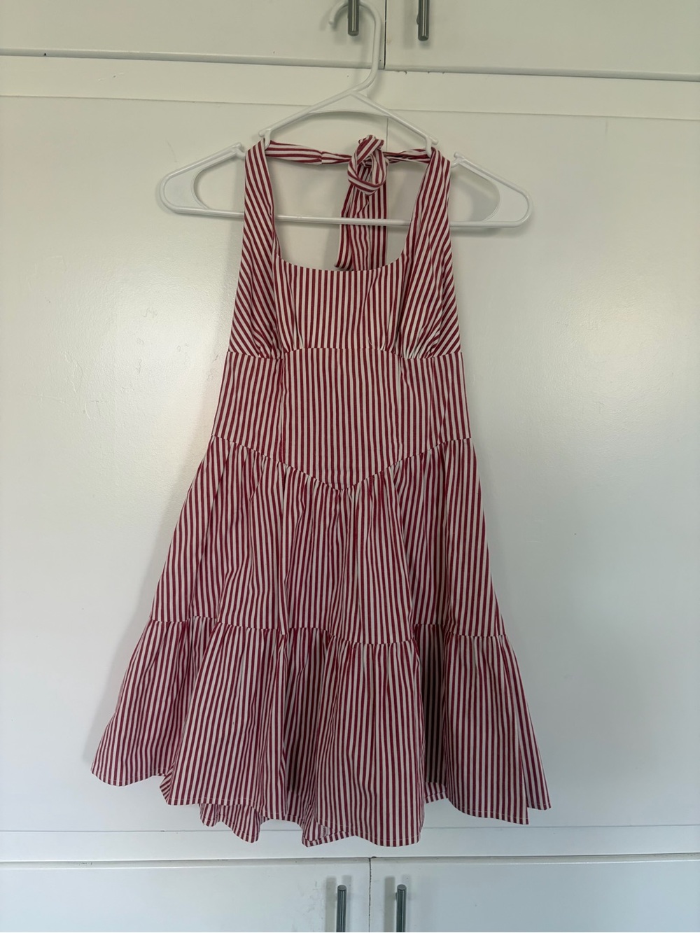 wild fable Red and White Striped Backless Tie-Back Sundress